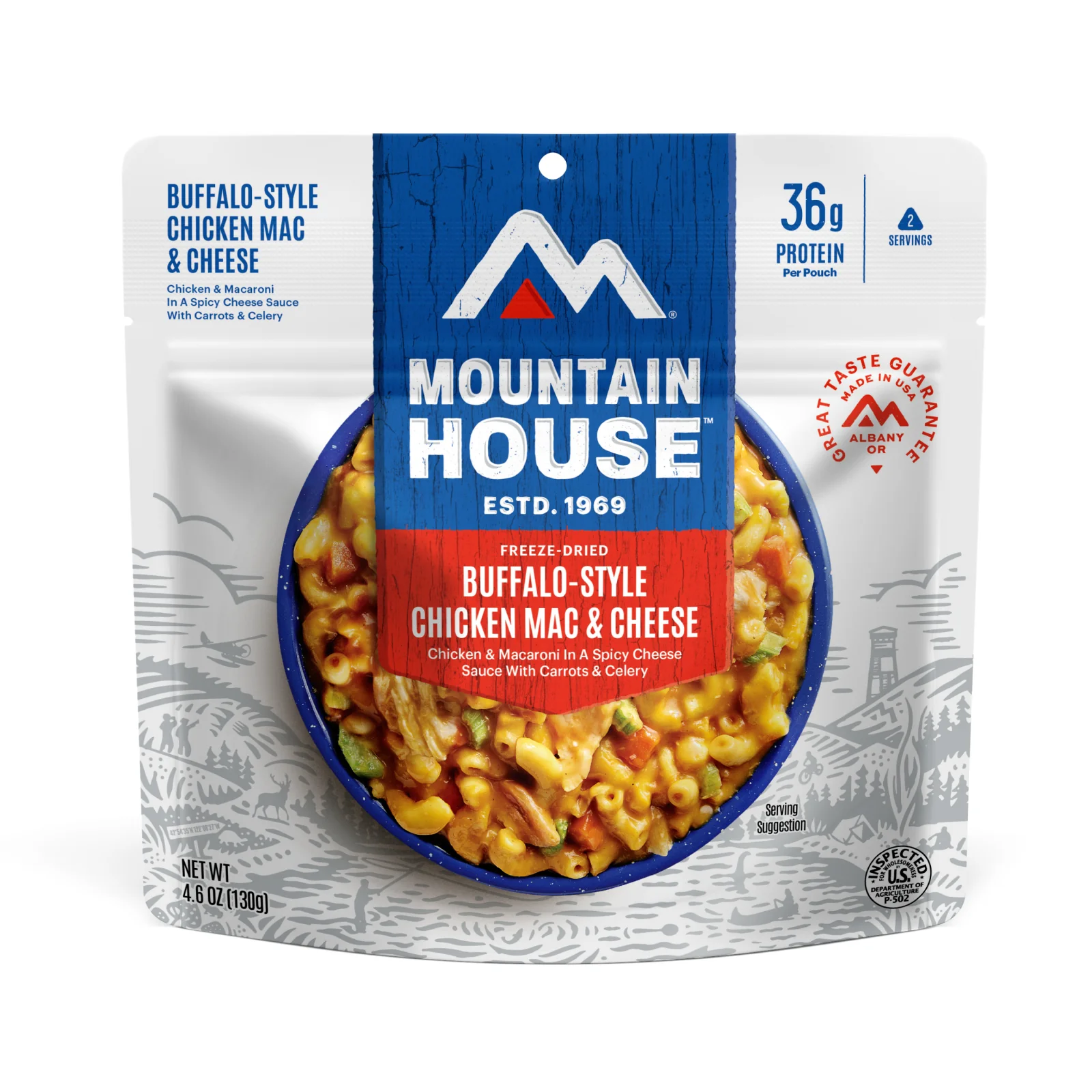 Buffalo-Style Chicken Mac & Cheese (Standard) by Mountain House — freeze-dried backpacking meal
