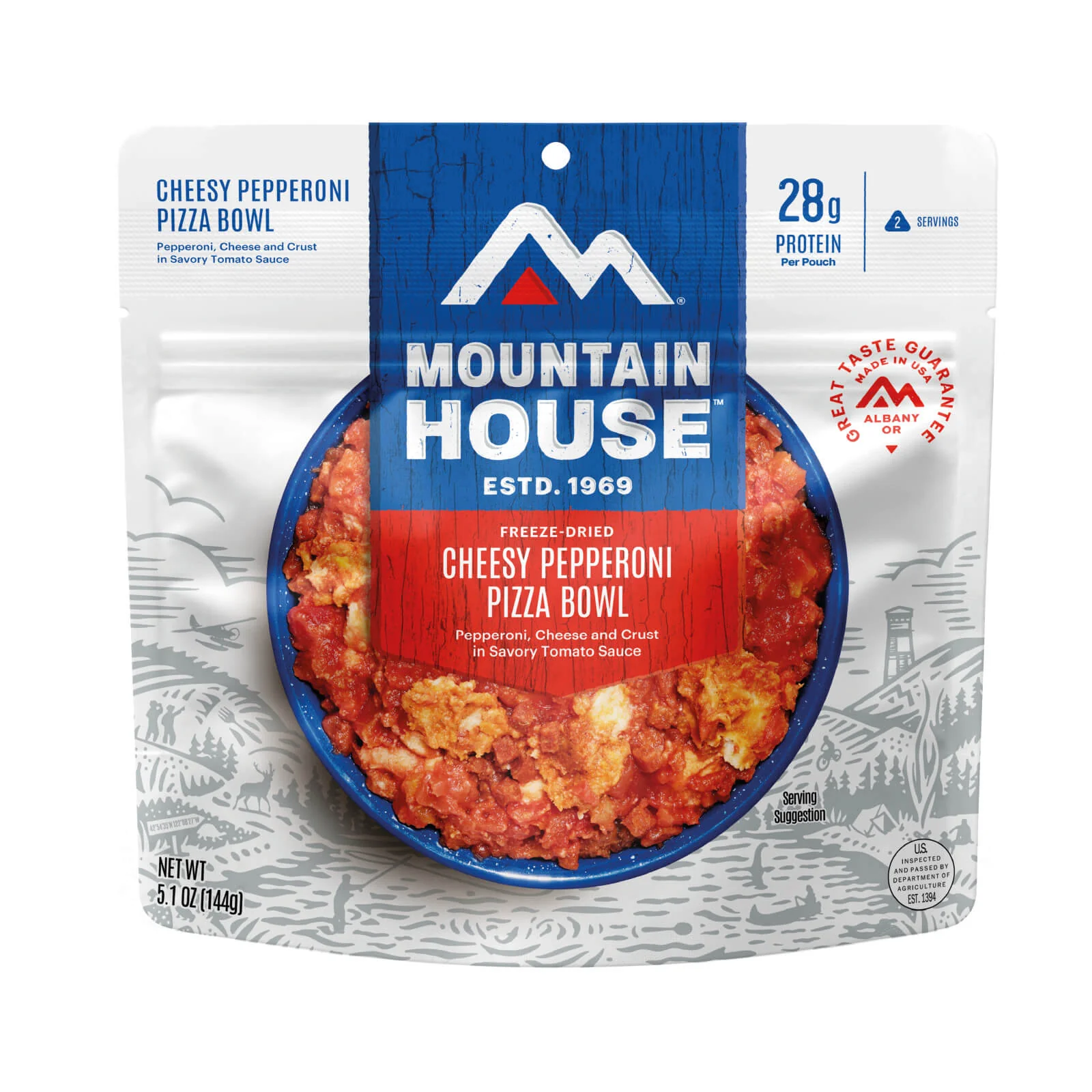 Cheesy Pepperoni Pizza Bowl (Standard) by Mountain House — freeze-dried backpacking meal