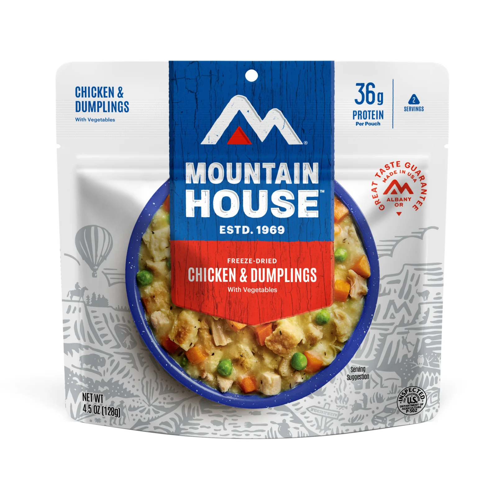 Chicken & Dumplings (Standard) by Mountain House — freeze-dried backpacking meal