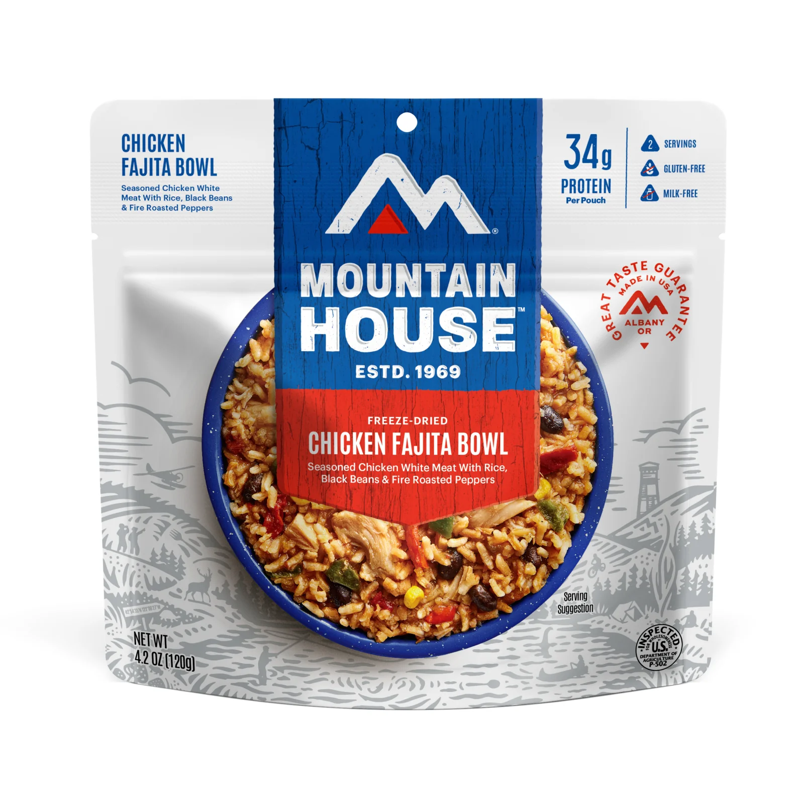 Chicken Fajita Bowl (Standard) by Mountain House — freeze-dried backpacking meal