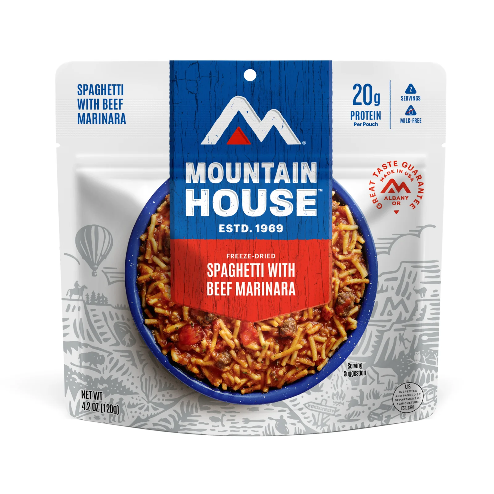 Spaghetti with Beef Marinara (Standard) by Mountain House — freeze-dried backpacking meal