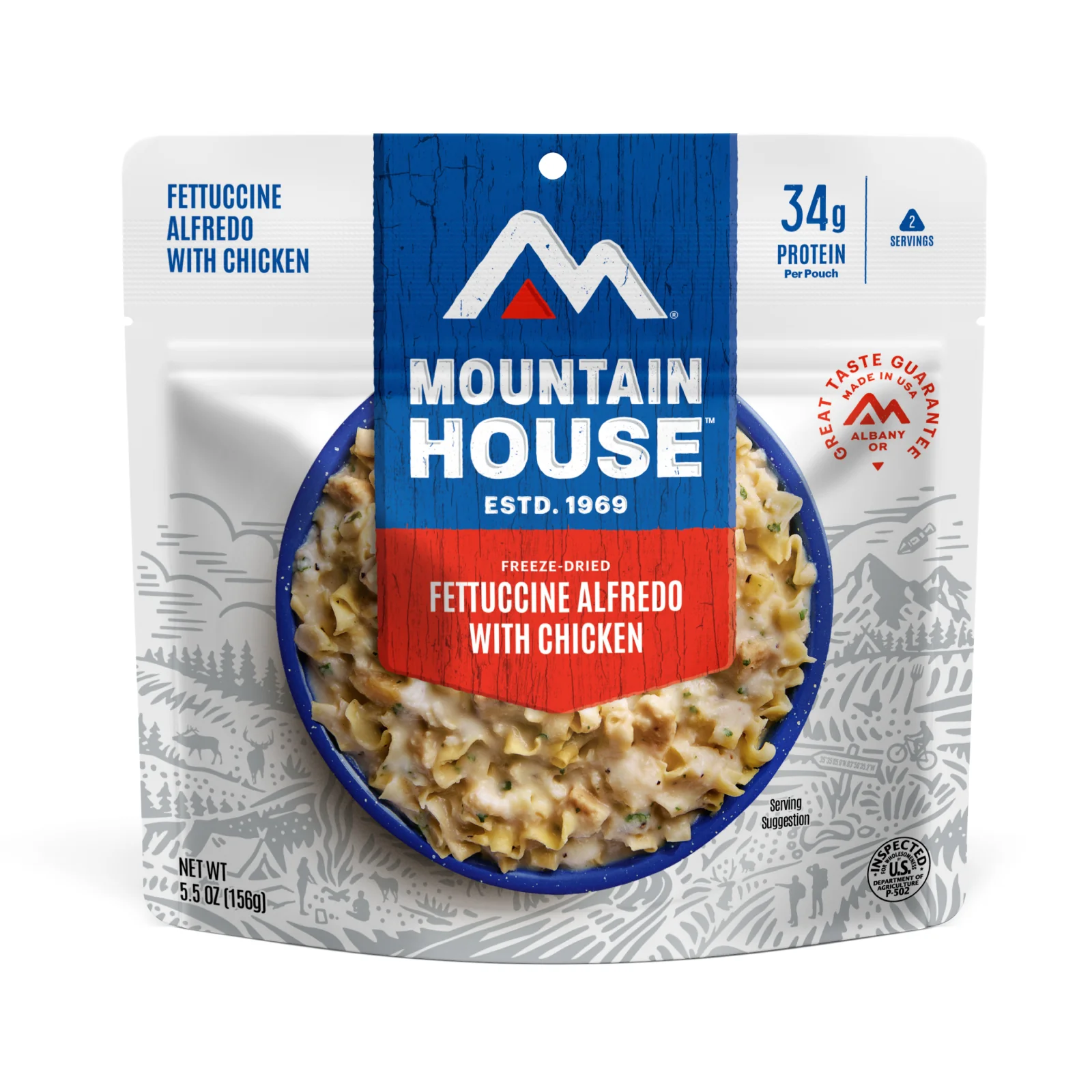 Fettuccine Alfredo with Chicken (Standard) by Mountain House — freeze-dried backpacking meal