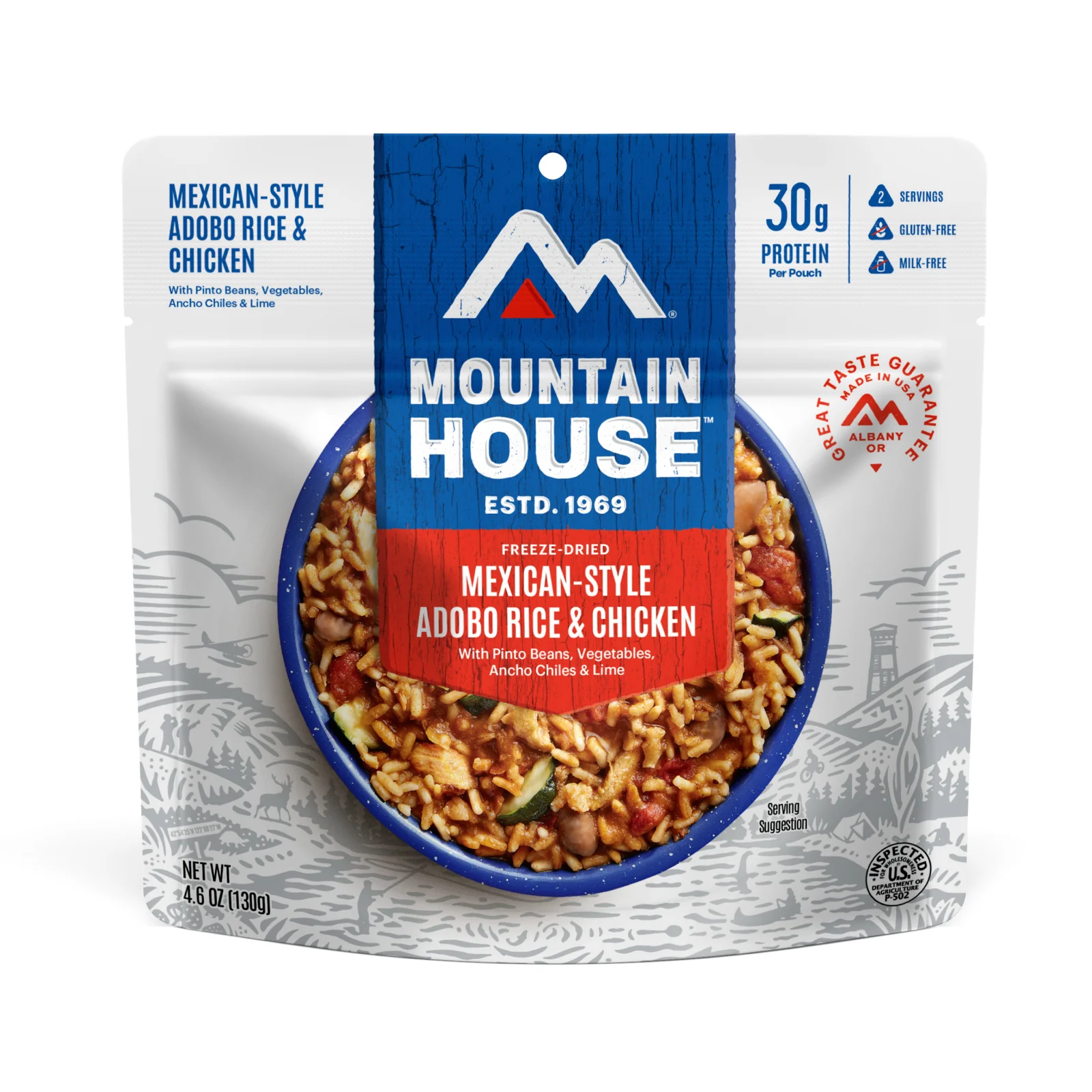 Mexican Adobo Rice and Chicken (Standard) by Mountain House — freeze-dried backpacking meal