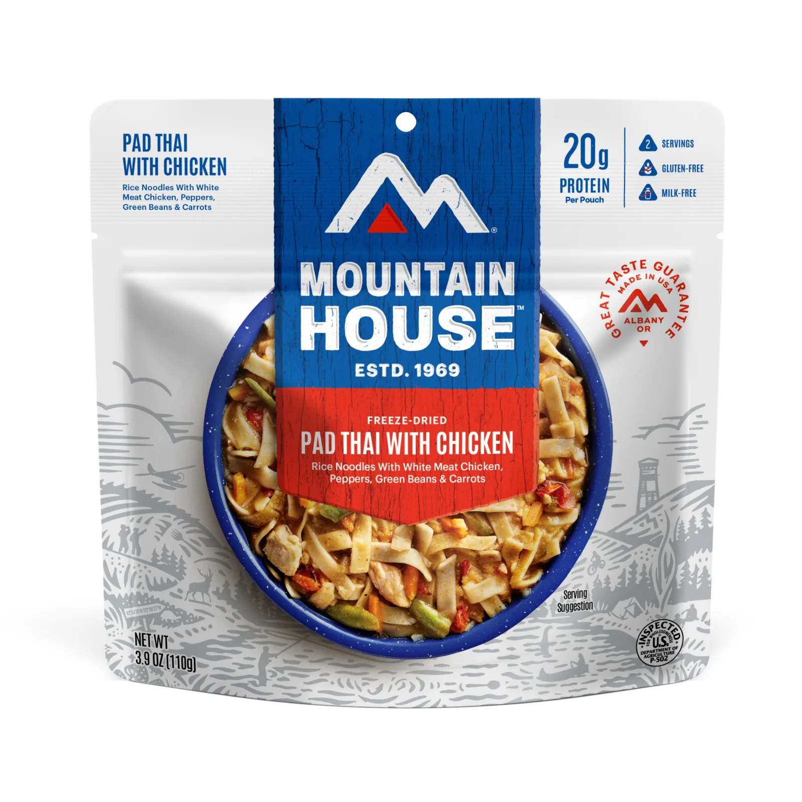 Pad Thai with Chicken (Standard) by Mountain House — freeze-dried backpacking meal