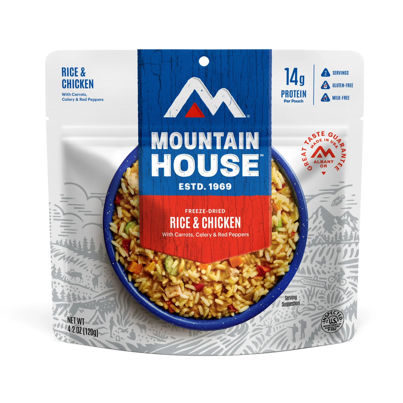 Rice & Chicken (Standard) by Mountain House — freeze-dried backpacking meal